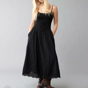 American Eagle Outfitters Black Bella Midi Dress Size XS Cotton